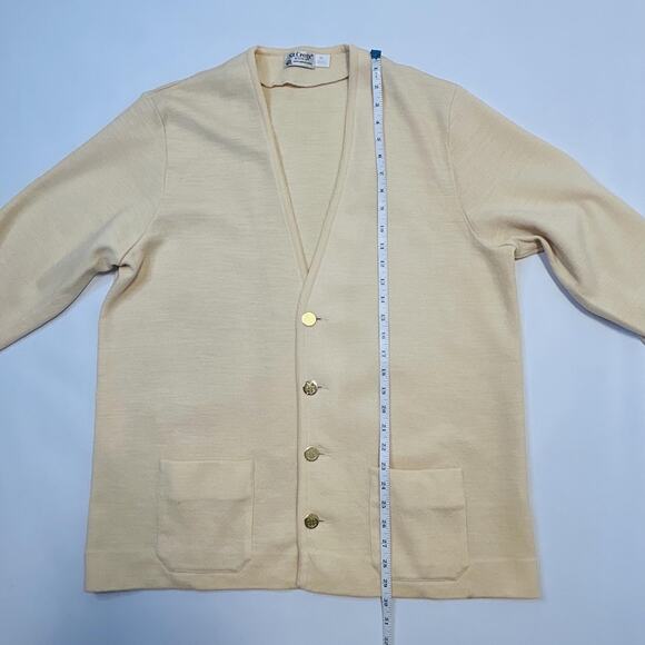 St Croix Knits Cardigan Sweater Mens 2XL Beige 100% Merino Wool Gold Buttons USA - Picture 7 of 14